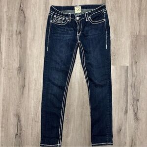 LA Idol Dark Blue Embellished Skinny Jeans with Contrast Stitching 11